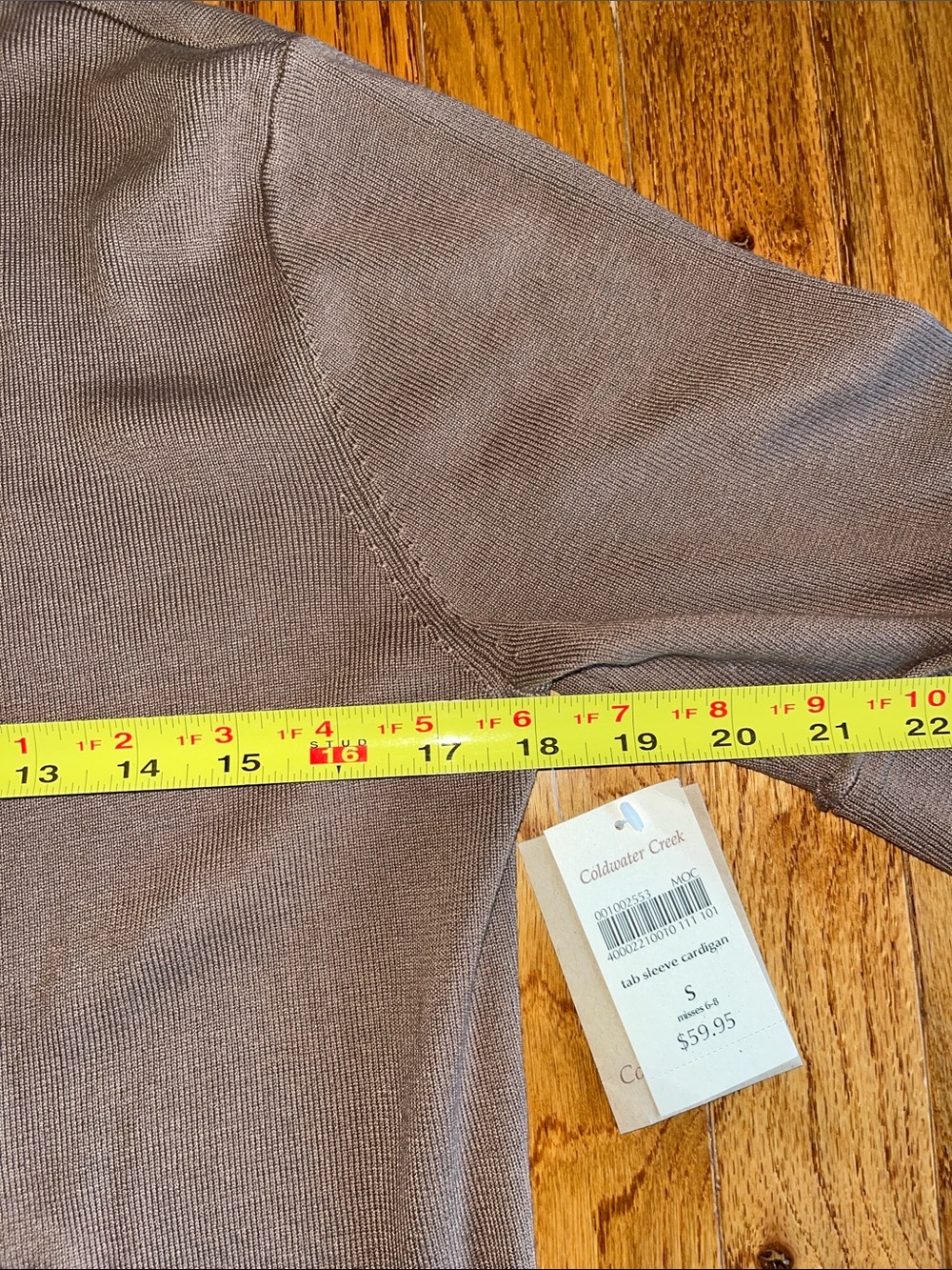 Coldwater Creek Taupe Short-Sleeve Cardigan - Picture 5 of 10